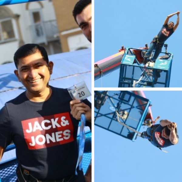 Vivek Patil doing a bungee jump
